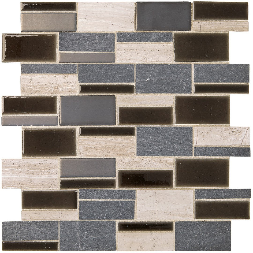 Marazzi Midpark Mosaics 12" x 14" Matte Natural Stone 3" Random Rectangle Mosaic