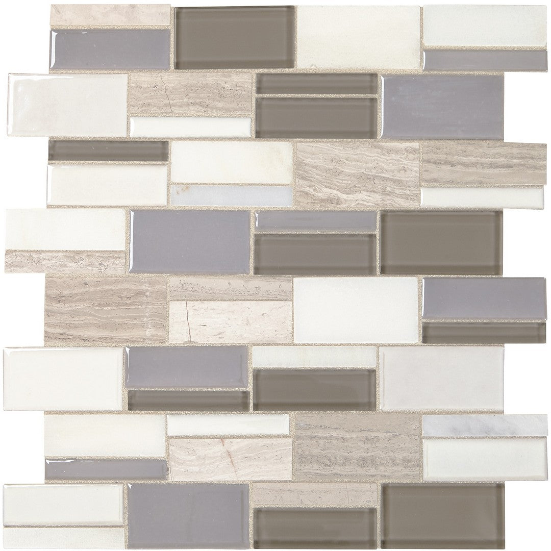 Marazzi Midpark Mosaics 12" x 14" Matte Natural Stone 3" Random Rectangle Mosaic