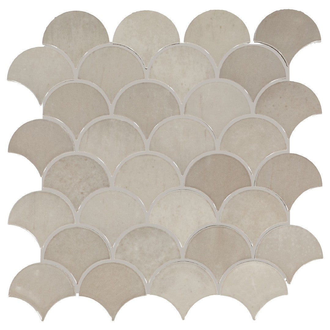 Daltile Miramo 13" x 13" Glossy Ceramic 3" Fan Microban Mosaic