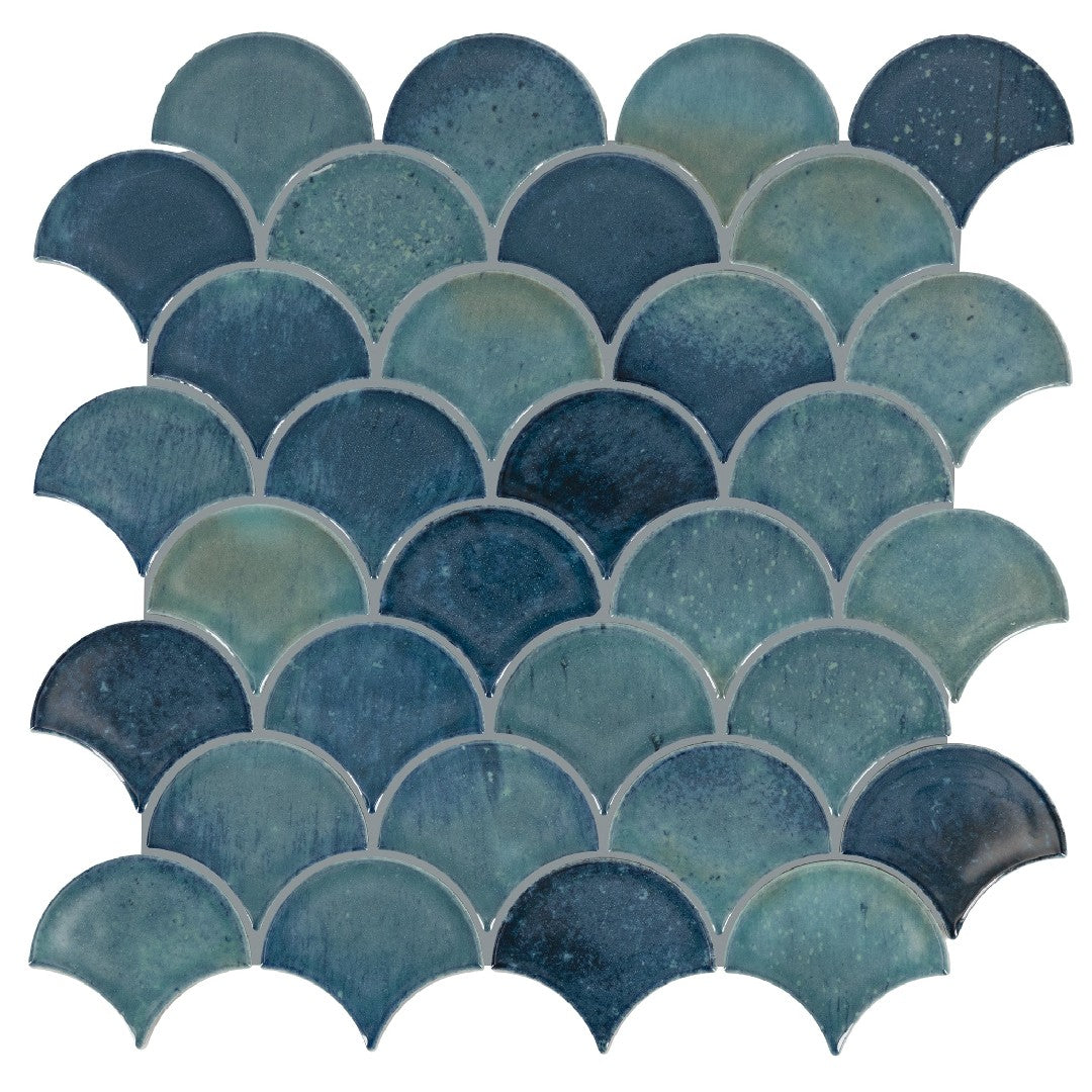 Daltile Miramo 13" x 13" Glossy Ceramic 3" Fan Microban Mosaic