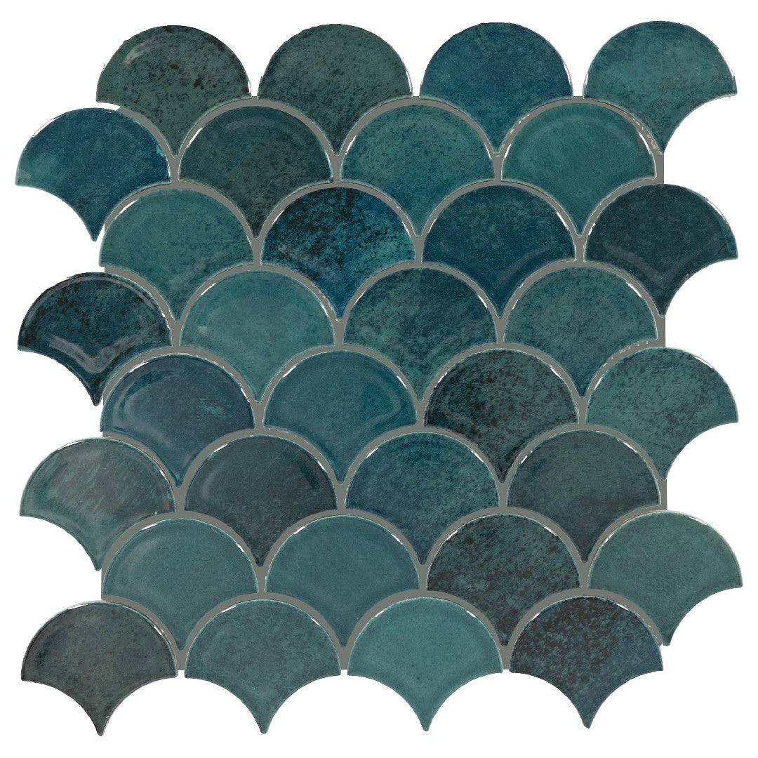 Daltile Miramo 13" x 13" Glossy Ceramic 3" Fan Microban Mosaic