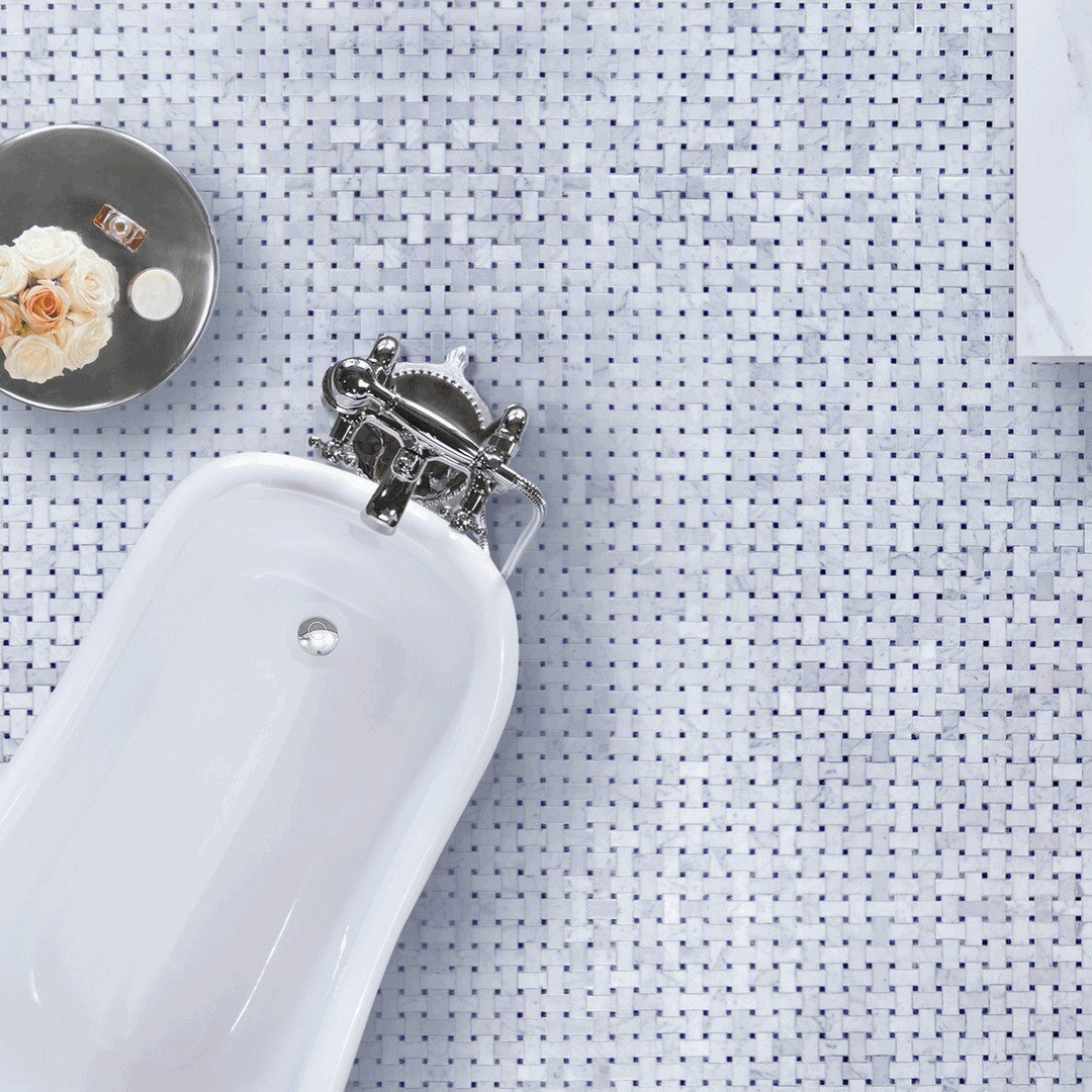 Bedrosians Marble Essex Basket Weave Mosaics 12" x 12" Floor & Wall Mosaic