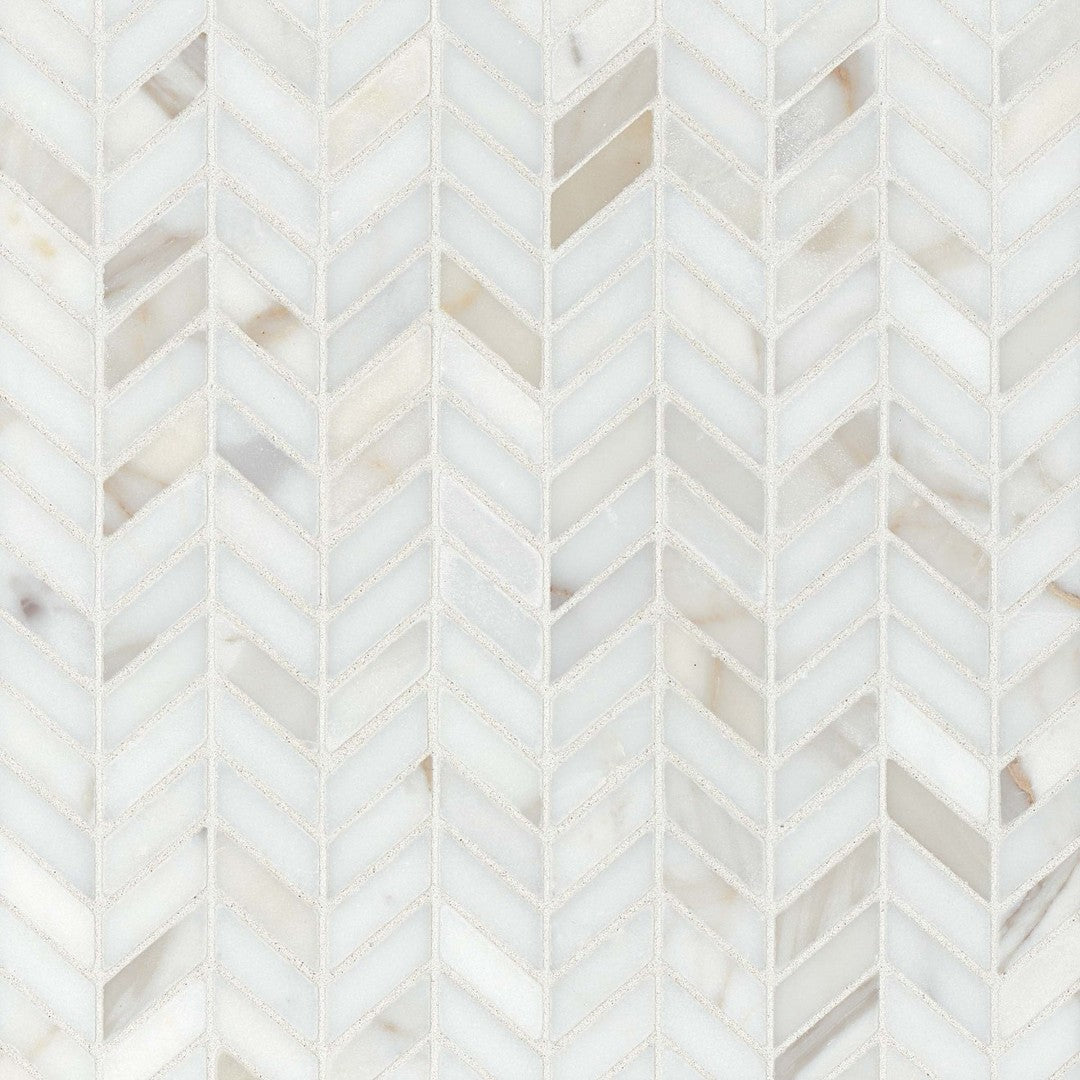 Bedrosians Marble Calacatta Oro 12.5" x 12.5" Chevron Honed Mosaic Tile