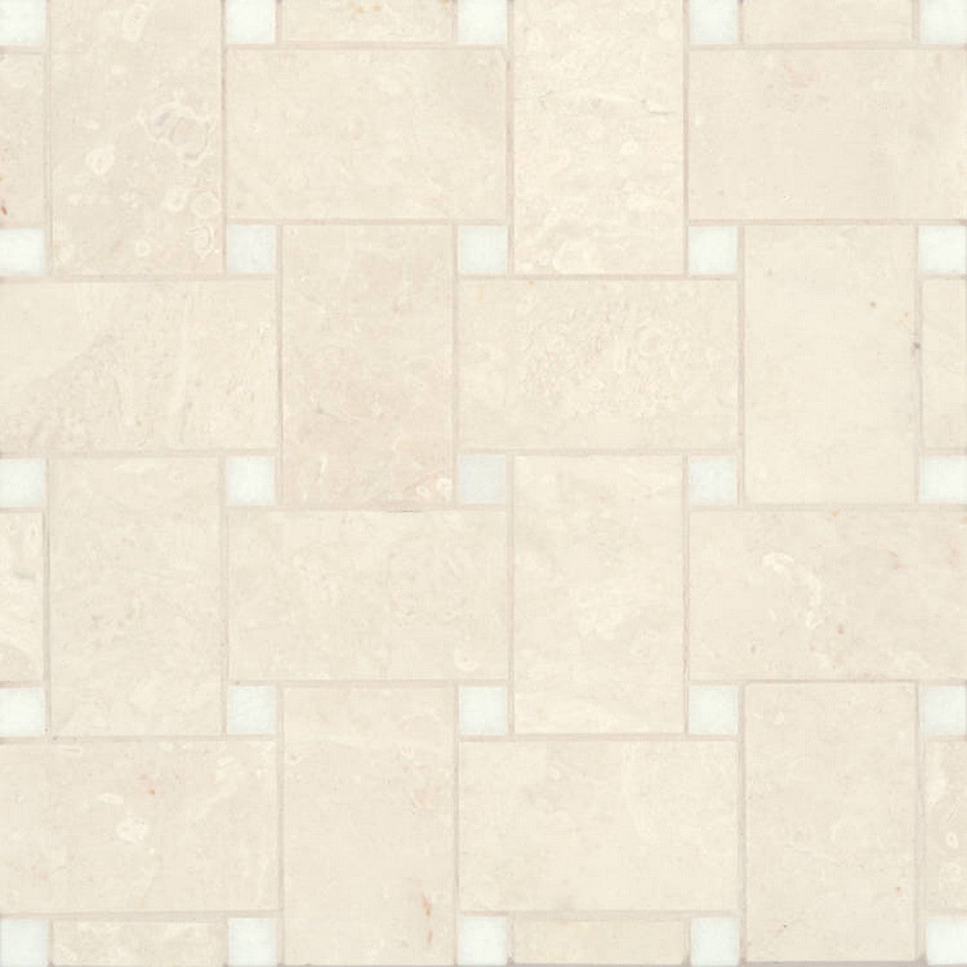 Bedrosians Marble 11.25" x 11.25" Honed Jumbo Basketweave Dot Mosaic
