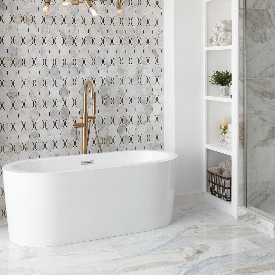 Marazzi Predella 7" x 11" Straight Polished Marble Modern Lantern Mosaic