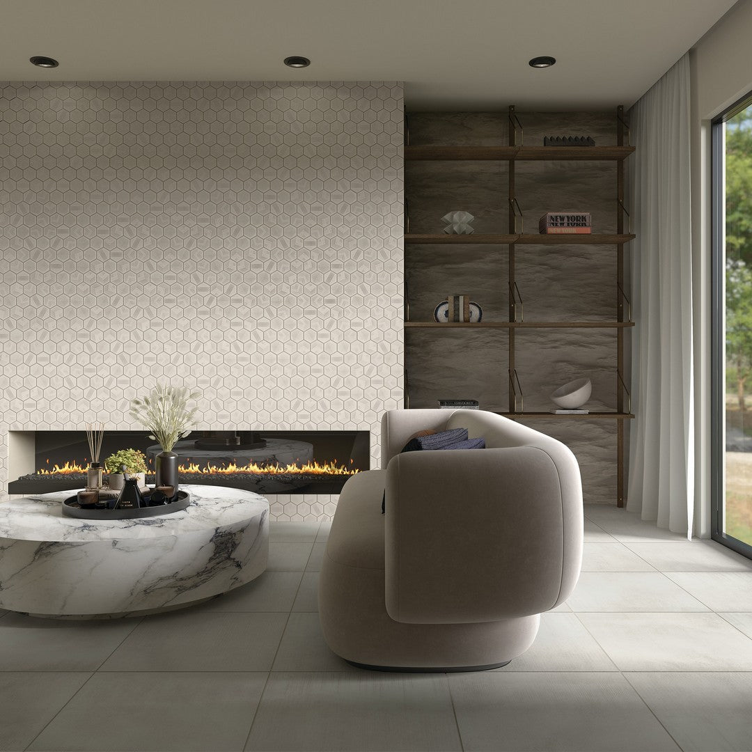 Marazzi Rhyme and Reason 4" x 5" Matte Ceramic Ripple Hexagon Tile