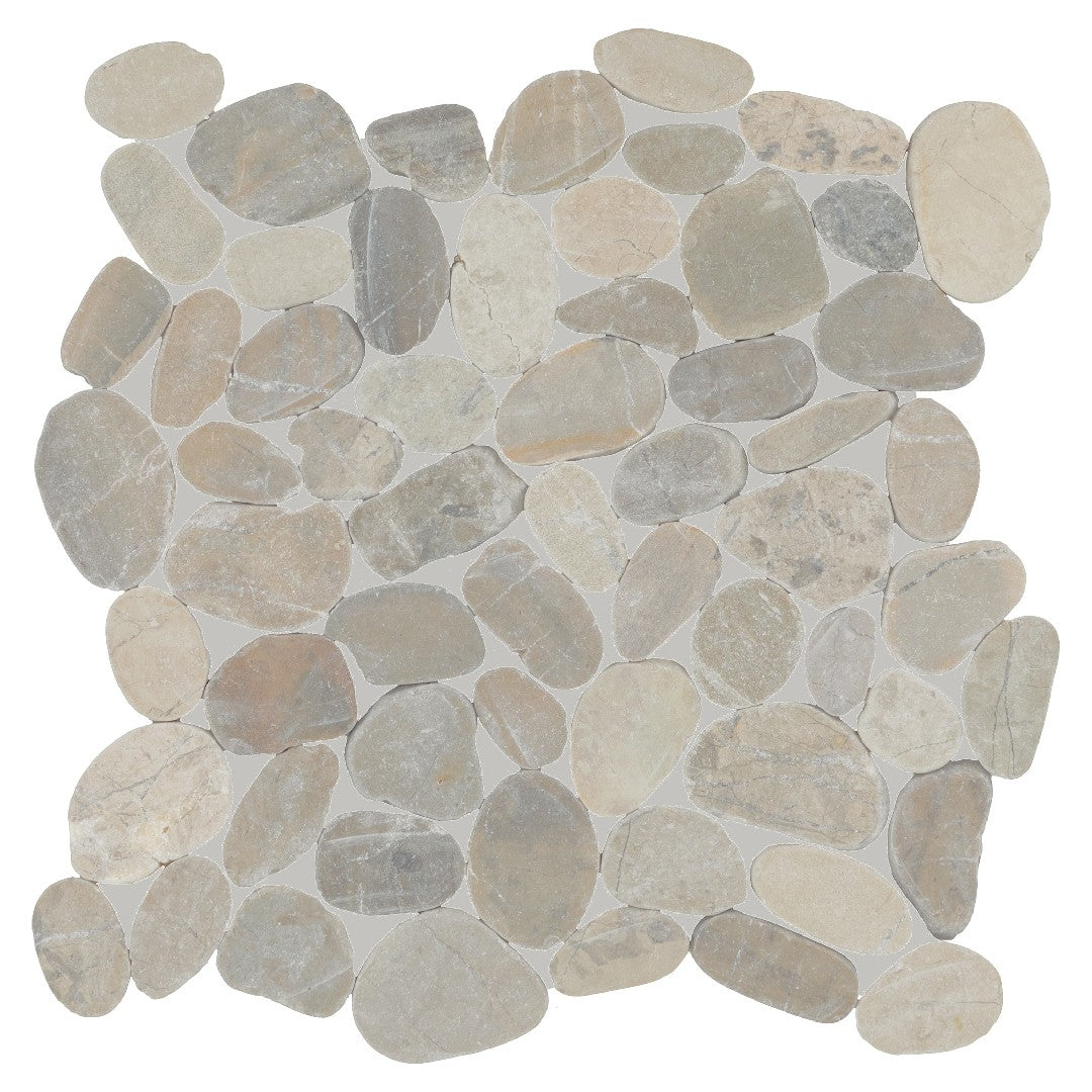 Daltile Pebble Oasis 13" x 13" Tumbled Natural Stone Flat Pebble Mosaic