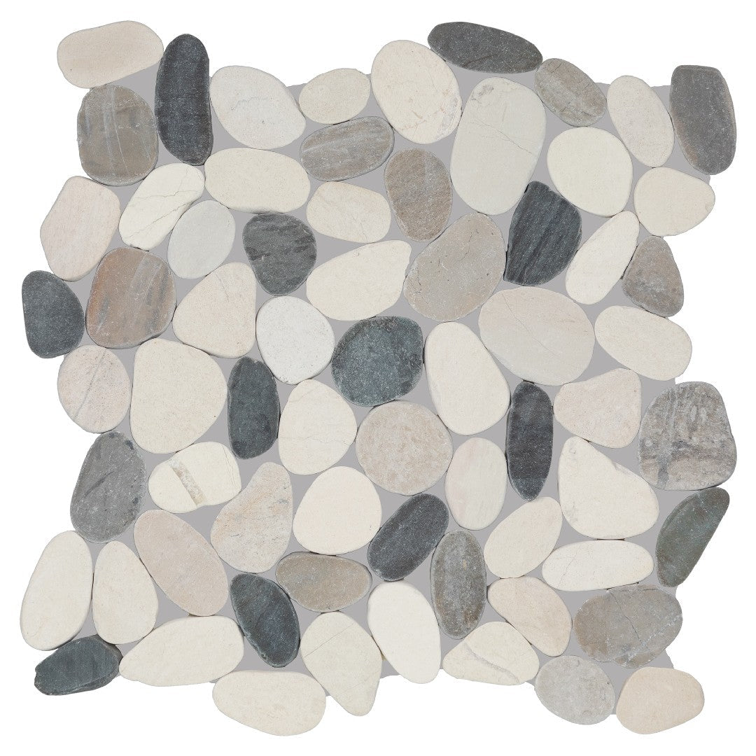 Daltile Pebble Oasis 13" x 13" Tumbled Natural Stone Flat Pebble Mosaic