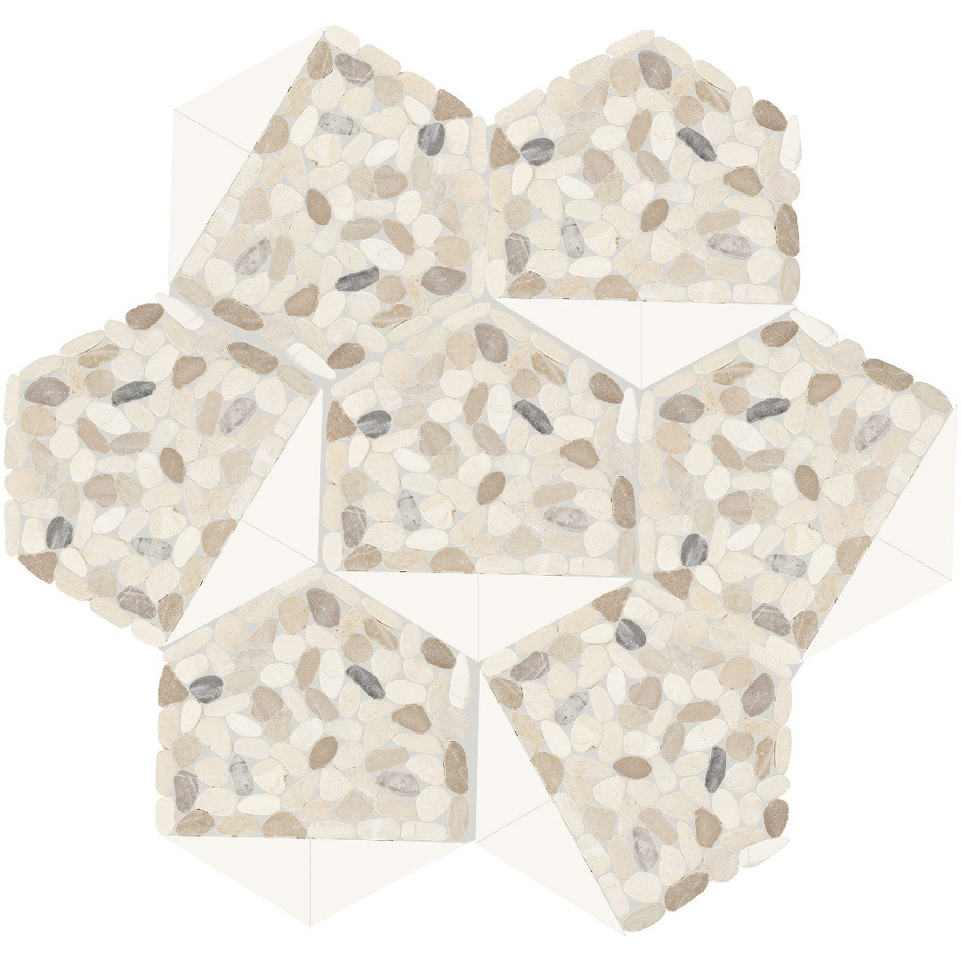 Daltile Pebble Oasis 10" x 12" Tumbled Natural Stone Tri-Hex Pebble Mosaic