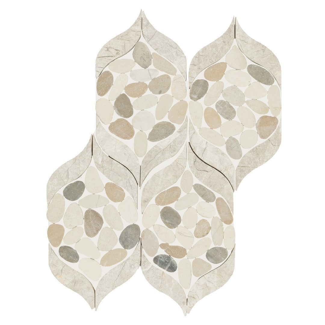 Daltile Pebble Oasis 12" x 15" Tumbled Natural Stone Petal Pebble Mosaic