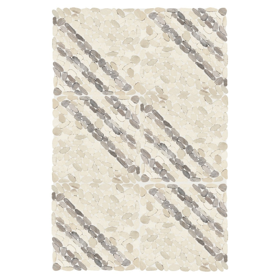 Daltile Pebble Oasis 12" x 12" Tumbled Natural Stone Striped Pebble Mosaic