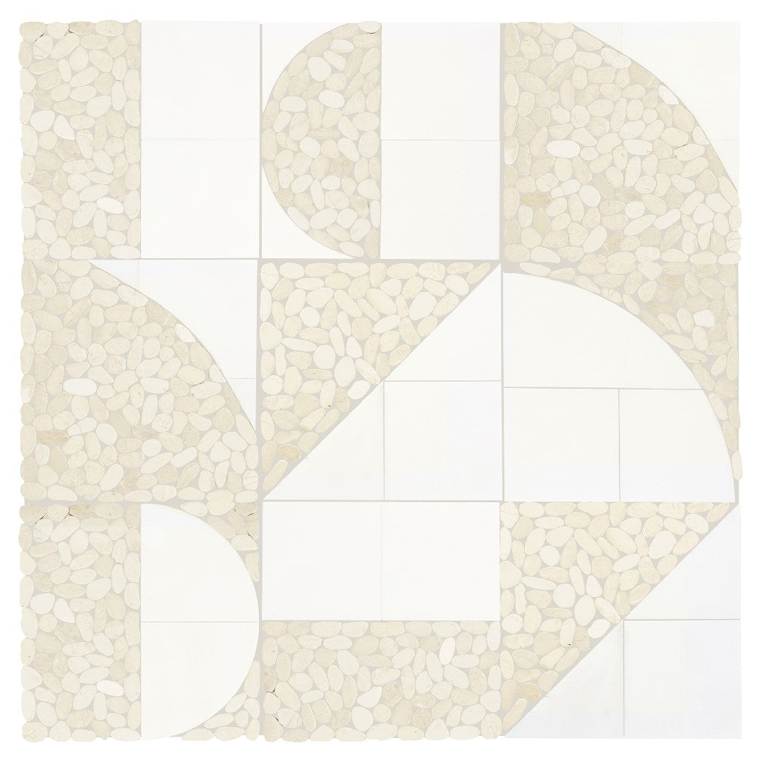 Daltile Pebble Oasis 12" x 12" Honed Natural Stone Art Deco Pebble Mosaic