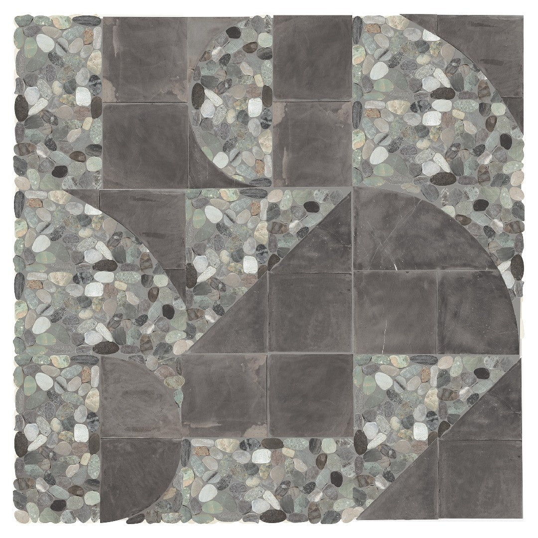 Daltile Pebble Oasis 12" x 12" Honed Natural Stone Art Deco Pebble Mosaic