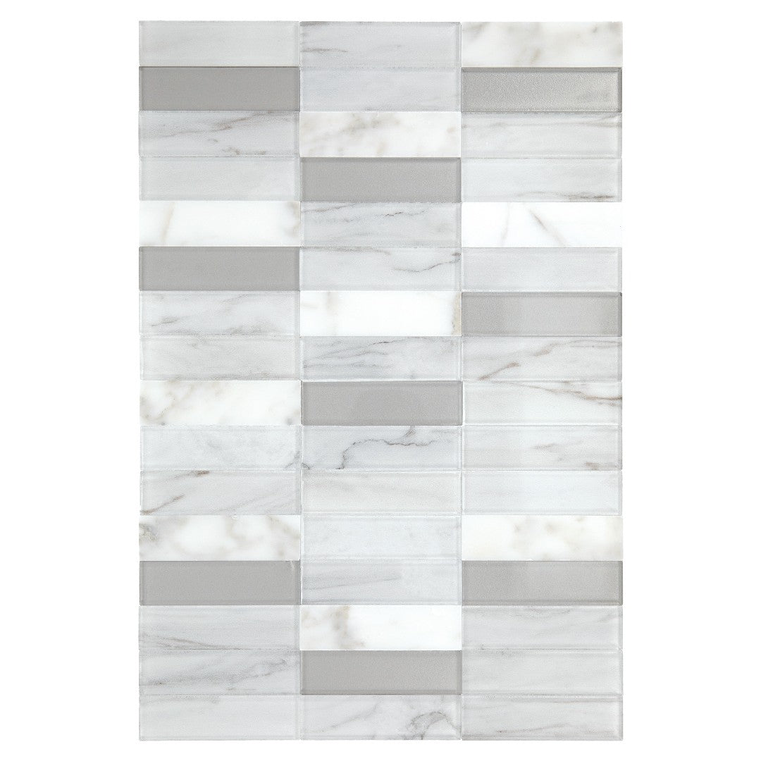 Daltile Perfix Mosaix 12" x 18" Polished Natural Stone 1x4" Straight Stack Mosaic