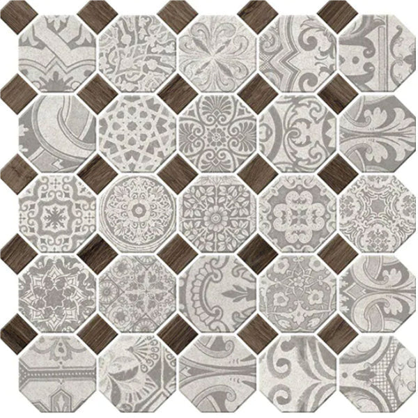 Daltile Rhetoric 12" x 12" Matte Porcelain 2" Octagon Dot Mosaic