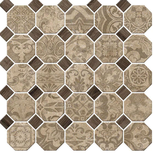 Daltile Rhetoric 12" x 12" Matte Porcelain 2" Octagon Dot Mosaic