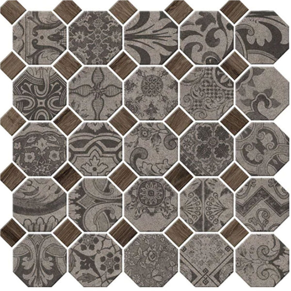 Daltile Rhetoric 12" x 12" Matte Porcelain 2" Octagon Dot Mosaic