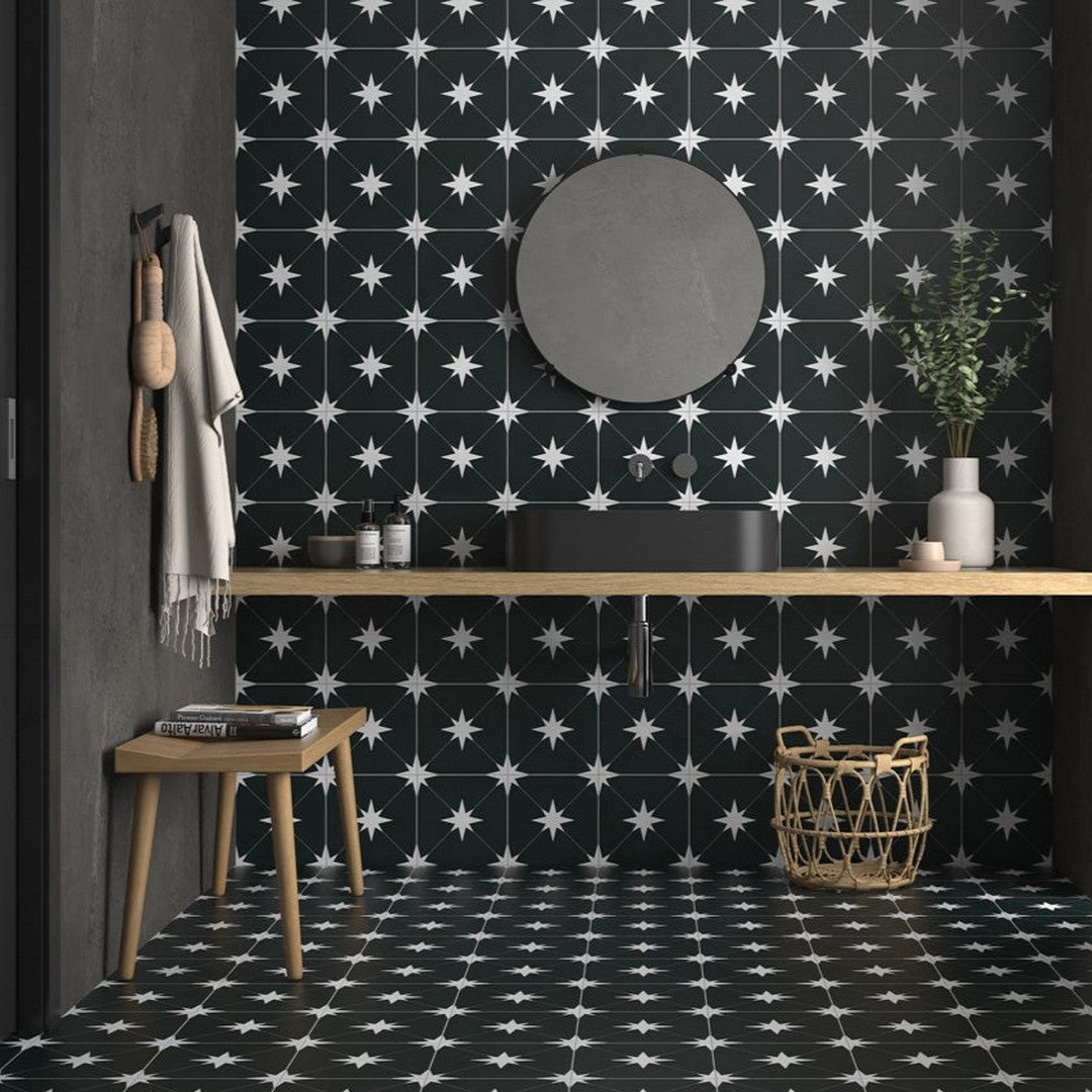 Ottimo Starburst 8.7" x 8.7" Matte Ponent Porcelain Tile