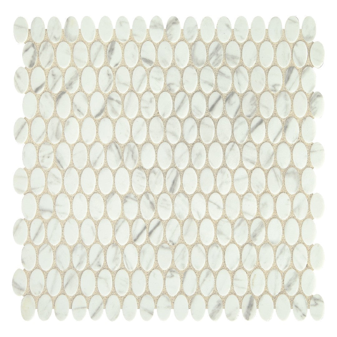 Daltile Statuette 12" x 12" Matte Marble 0.5x1" Oval Mosaic