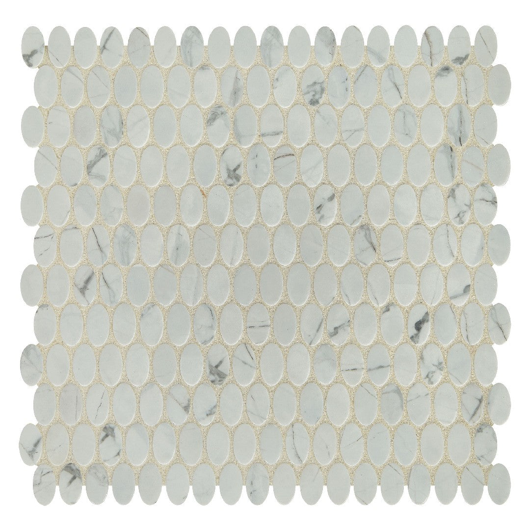 Daltile Statuette 12" x 12" Matte Marble 0.5x1" Oval Mosaic