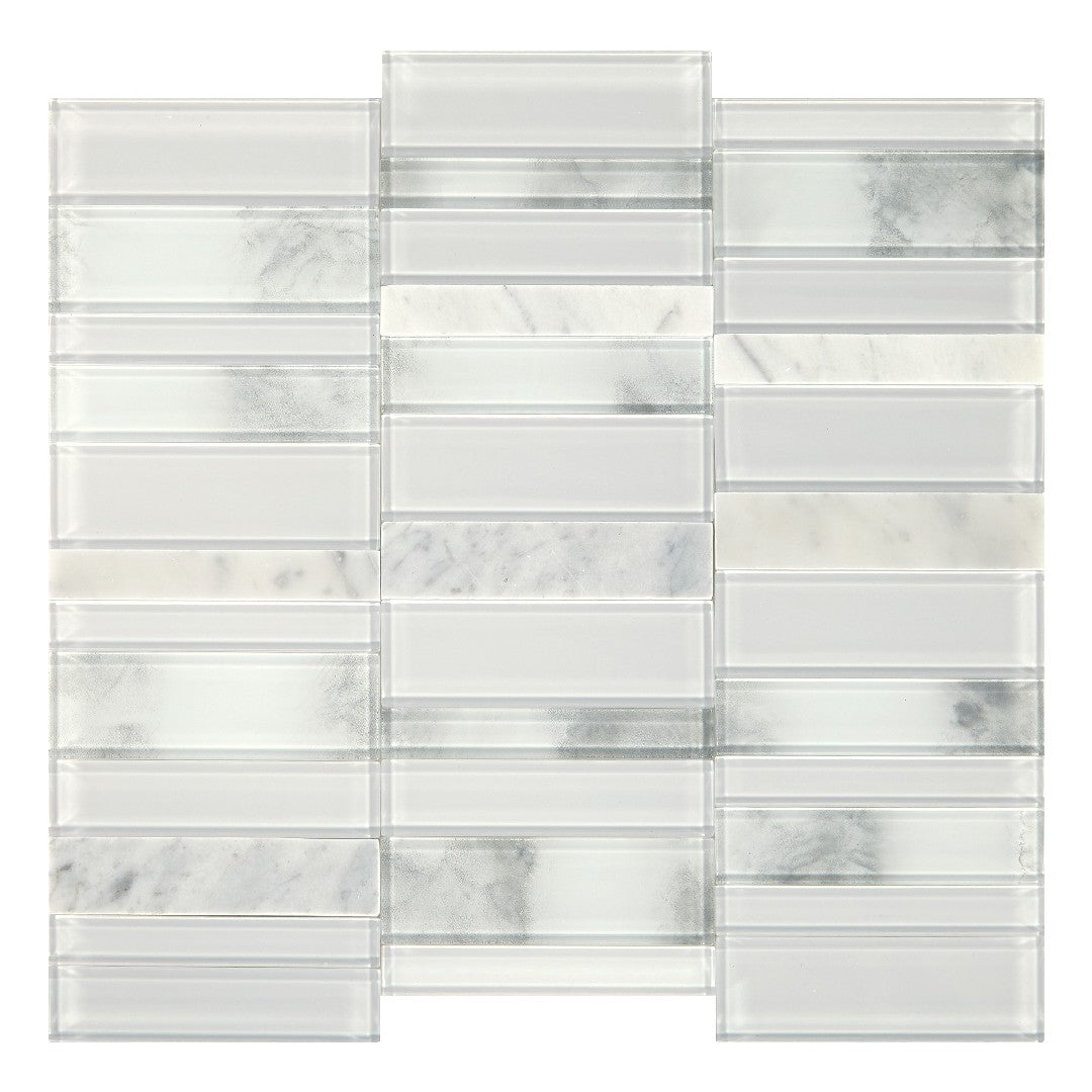 Daltile Simplystick Mosaix 11" x 12" Polished Glass 4" Straight Joint Mosaic