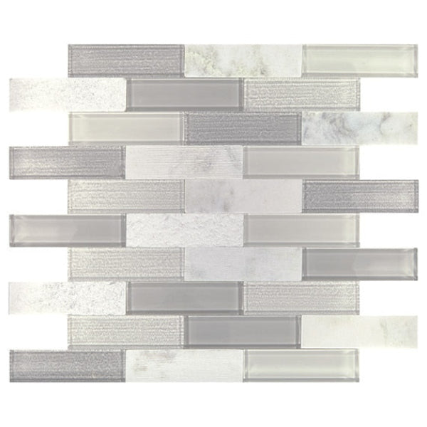 Daltile Simplystick Mosaix 12" x 12" Mixed Glass 1.25x4" Brick Joint Mosaic