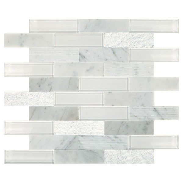 Daltile Simplystick Mosaix 12" x 12" Mixed Glass 1.25x4" Brick Joint Mosaic