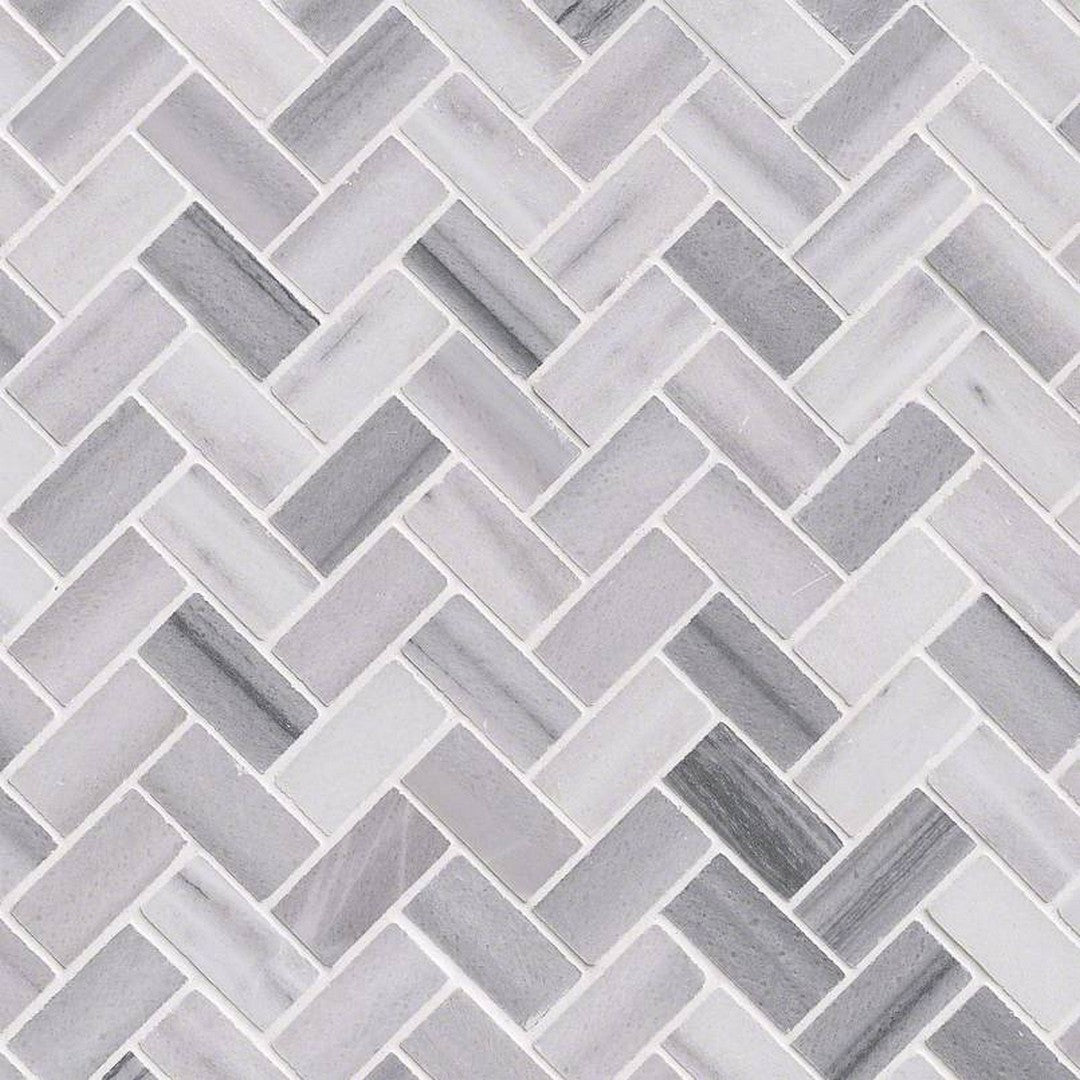 MS International Bergamo 12" x 12" Polished Marble Herringbone 1x2 Mosaic