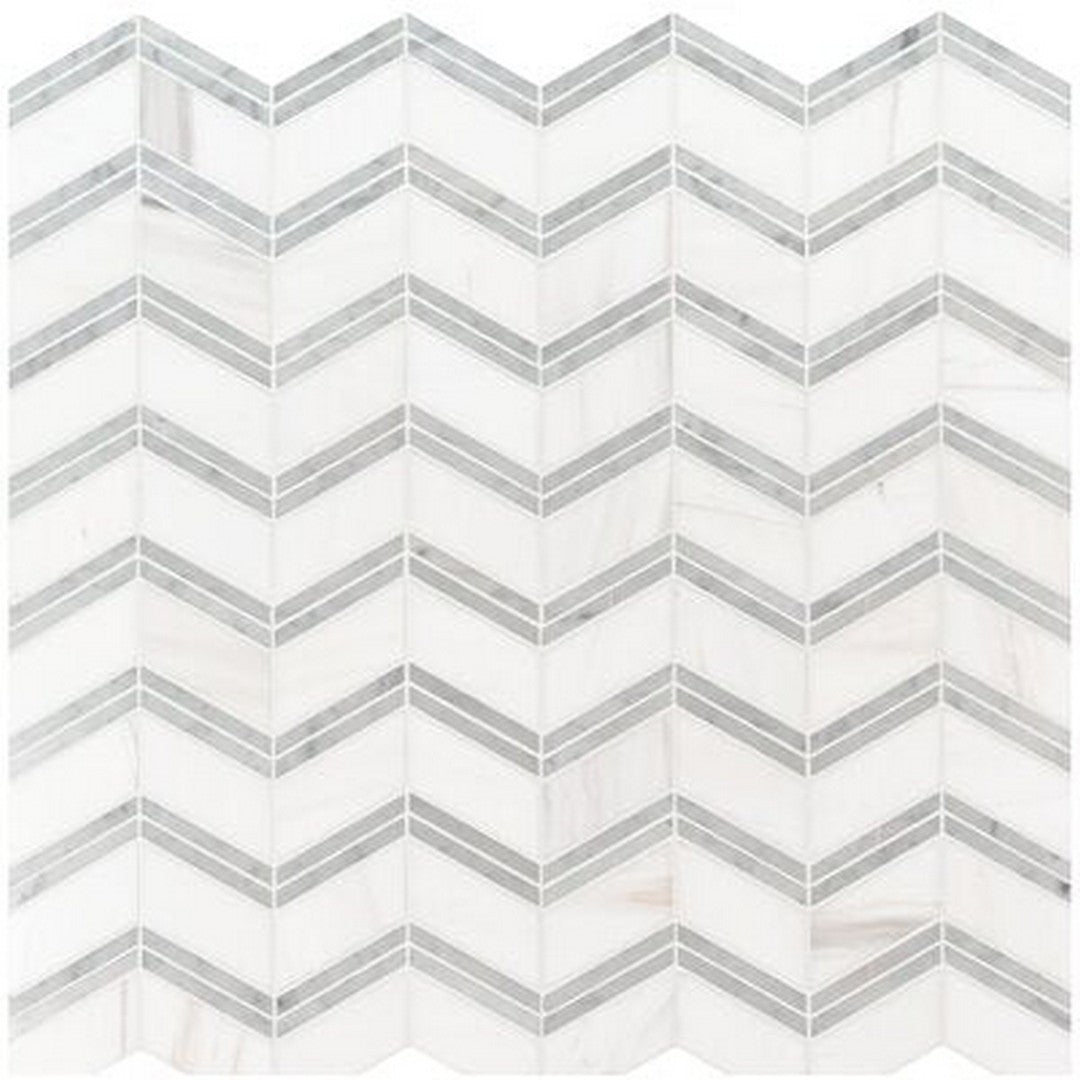 MS International Bianco Dolomite 12" x 12" Polished Marble Chevron Mosaic