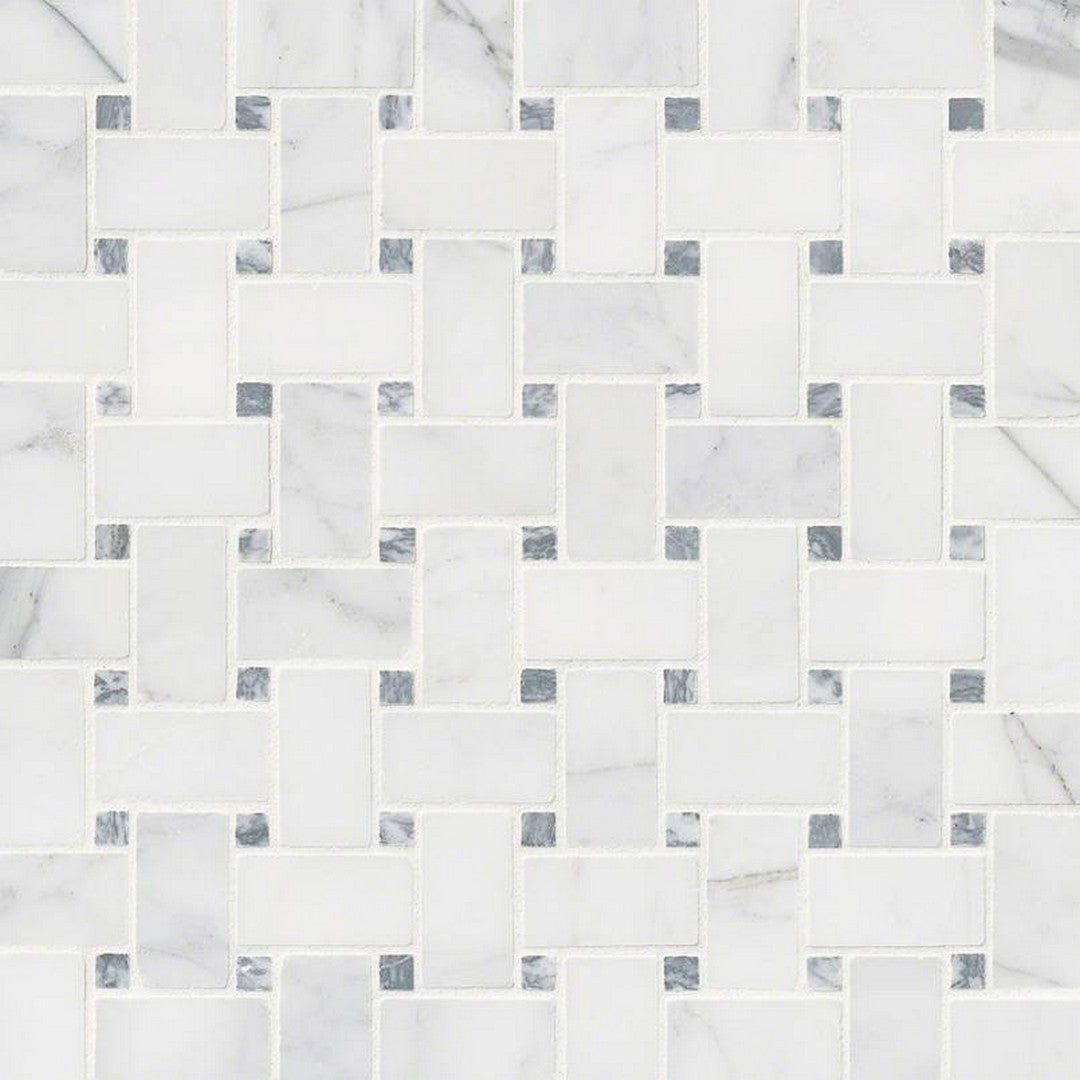 MS International Calacatta Cressa 12" x 12" Honed Marble Basketweave Mosaic