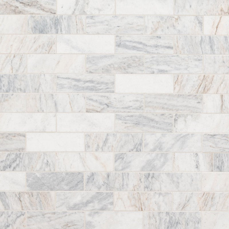 MS International Capri Blue 11.81" x 11.81" Marble 2" x 6" Mosaic