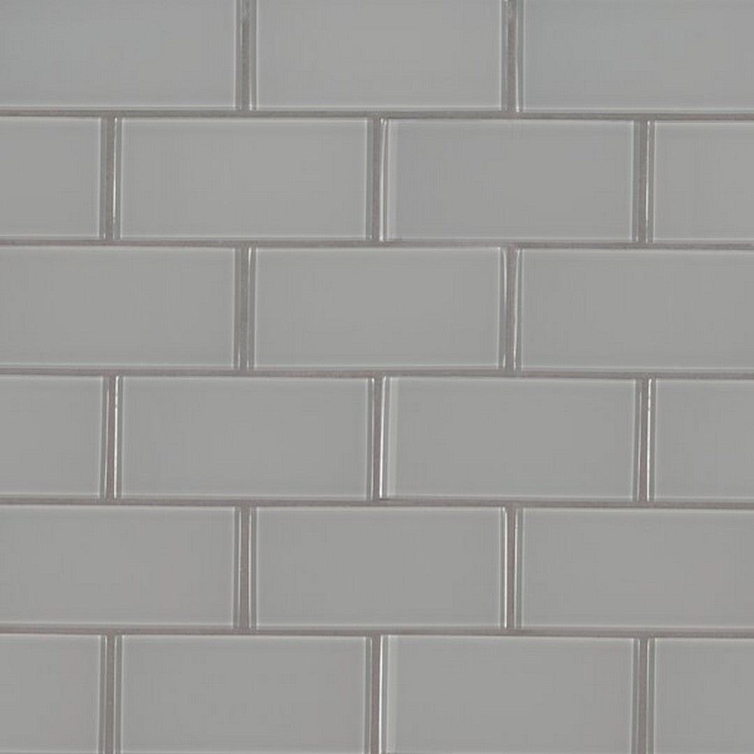 MS International Oyster Gray 3" x 6" Glossy Glass Tile