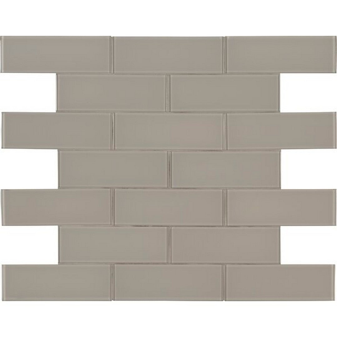 MS International Subway Pebble Gray 3" x 9" Glossy Glass Wall Tile