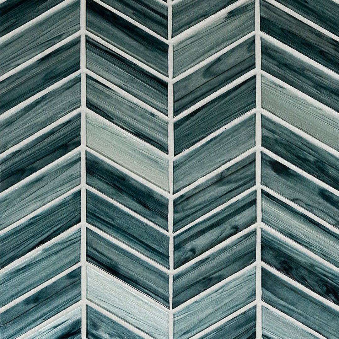 MS International Midnight 10.24" x 11.34" Mixed Finish Glass Chevron Mosaic