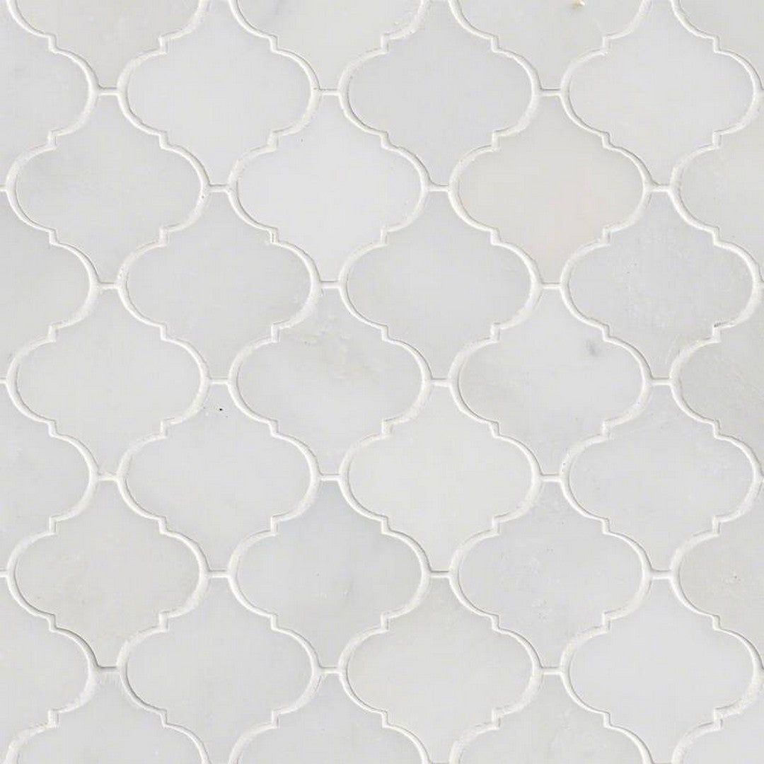 MS International Greecian White 12" x 12" Polished Marble Arabesque Mosaic