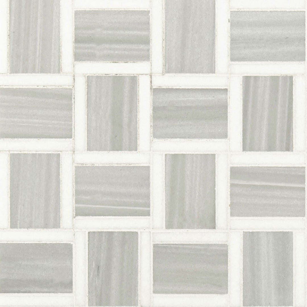 MS International Peoria 12" x 12" Polished Marble Basket Weave Mosaic