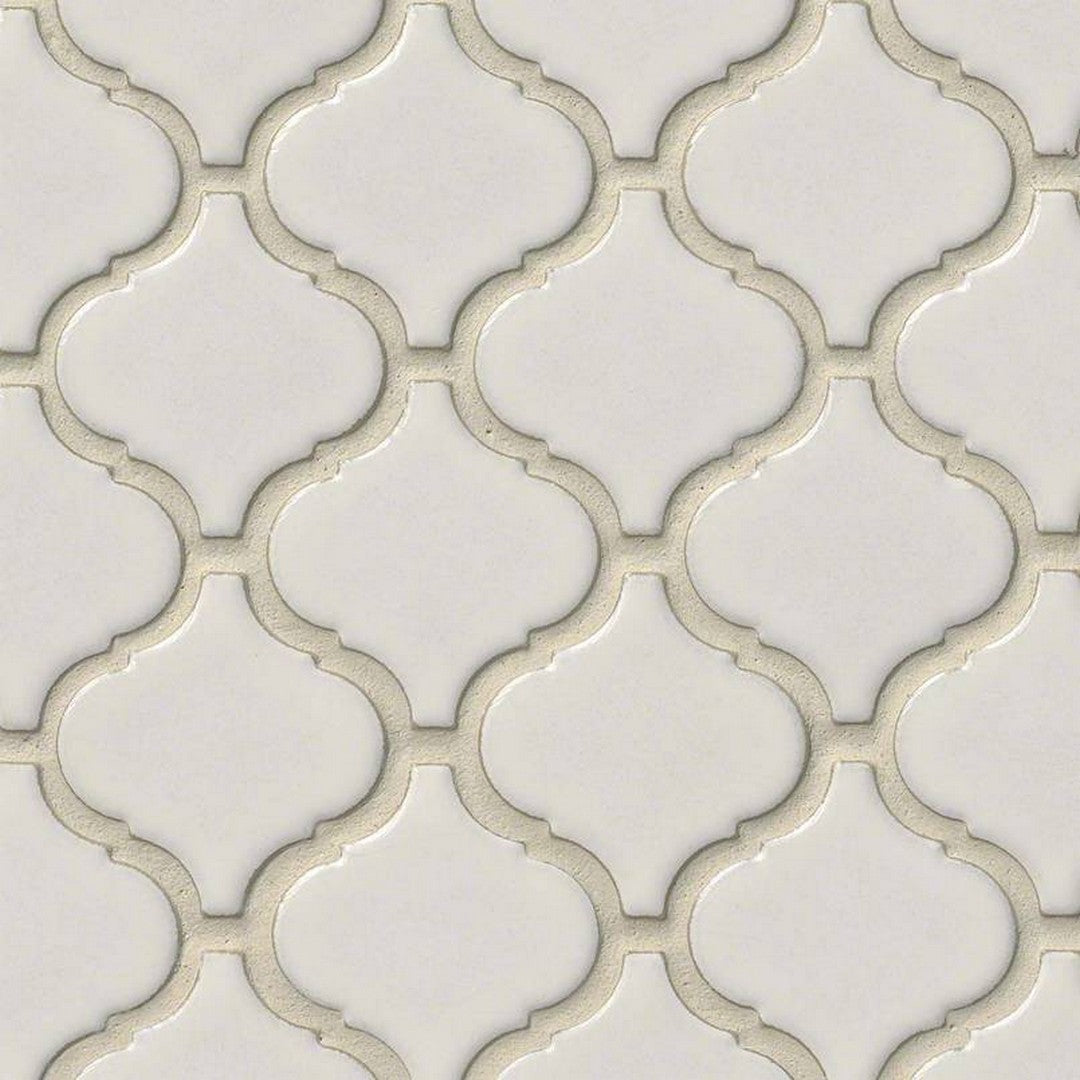 MS International Bianco 12" x 12" Glossy Porcelain Arabesque Mosaic