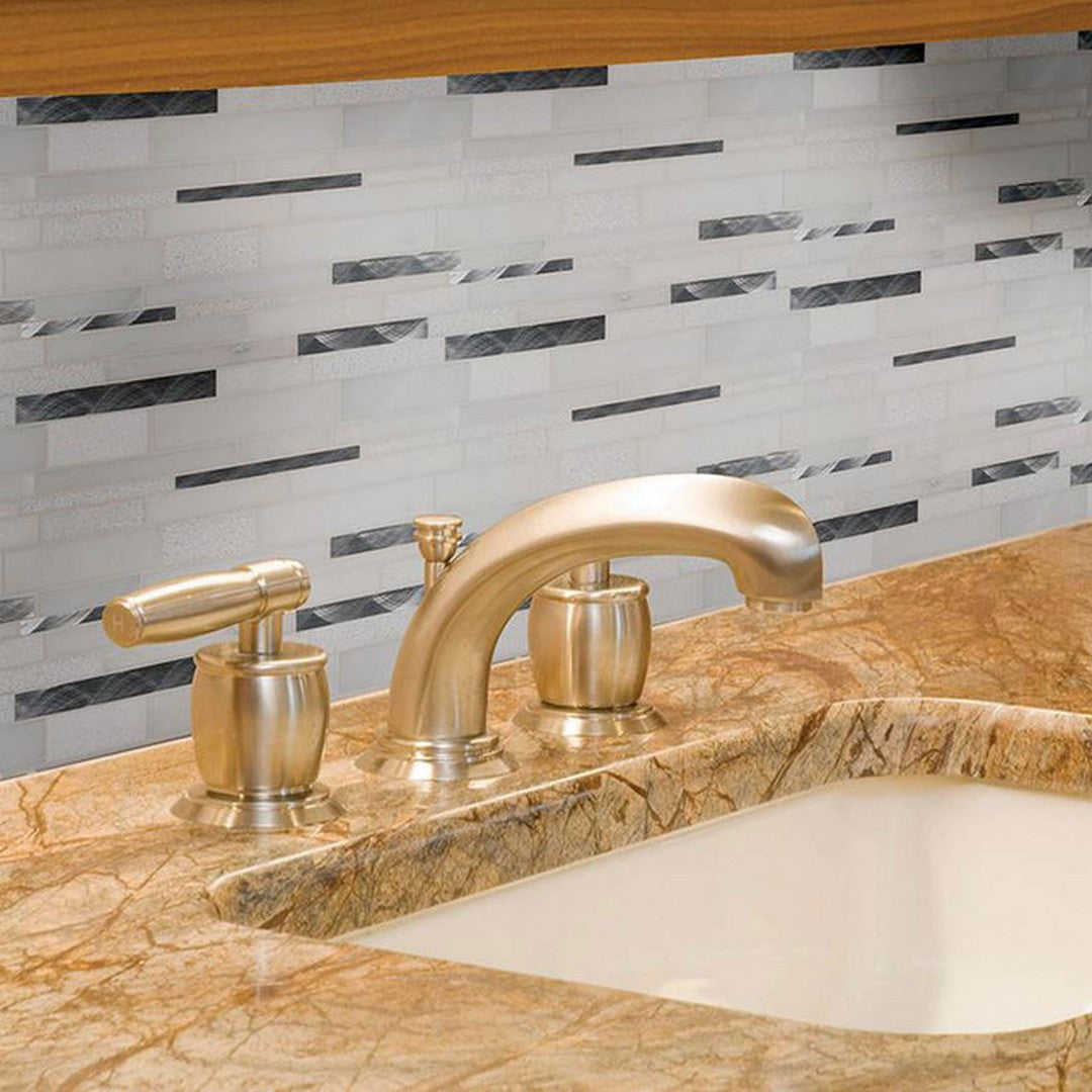 MS International Decorative Blend 12" x 18" Textured Stone & Metal Linear Mosaic