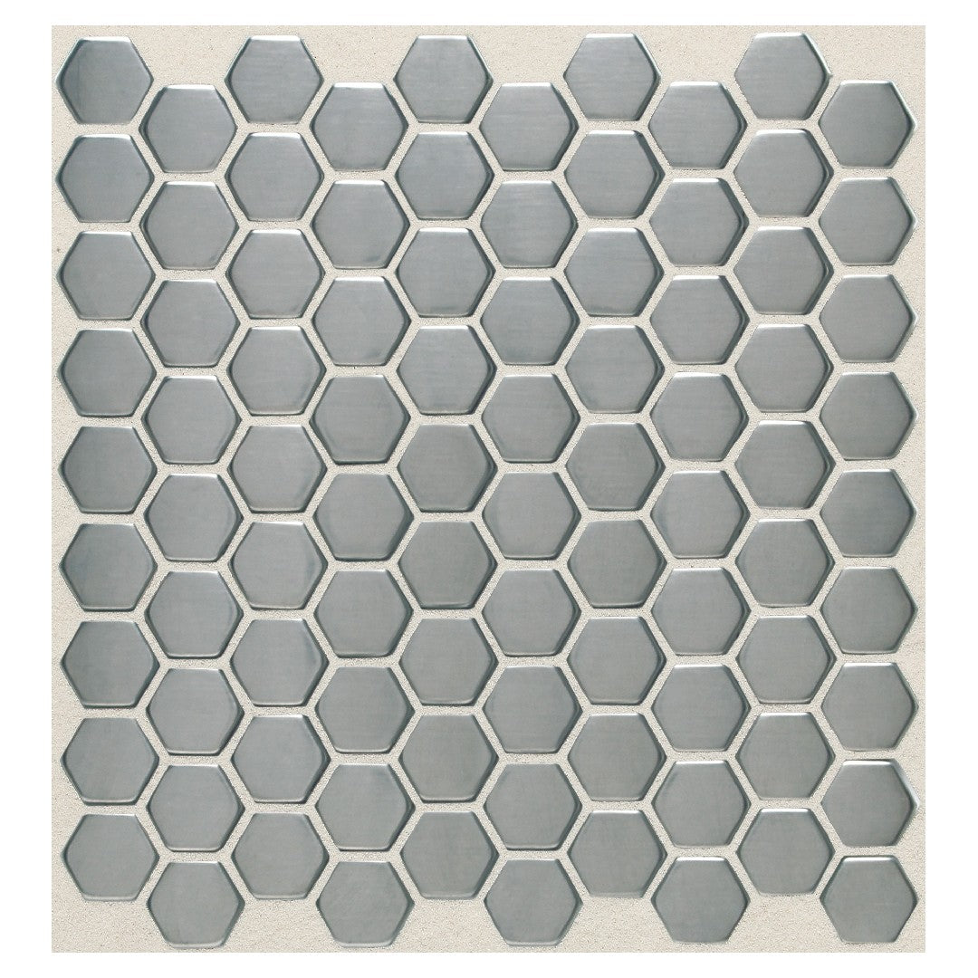 Daltile Metallica 12" x 12" Satin Metal 1" Hexagon Mosaic