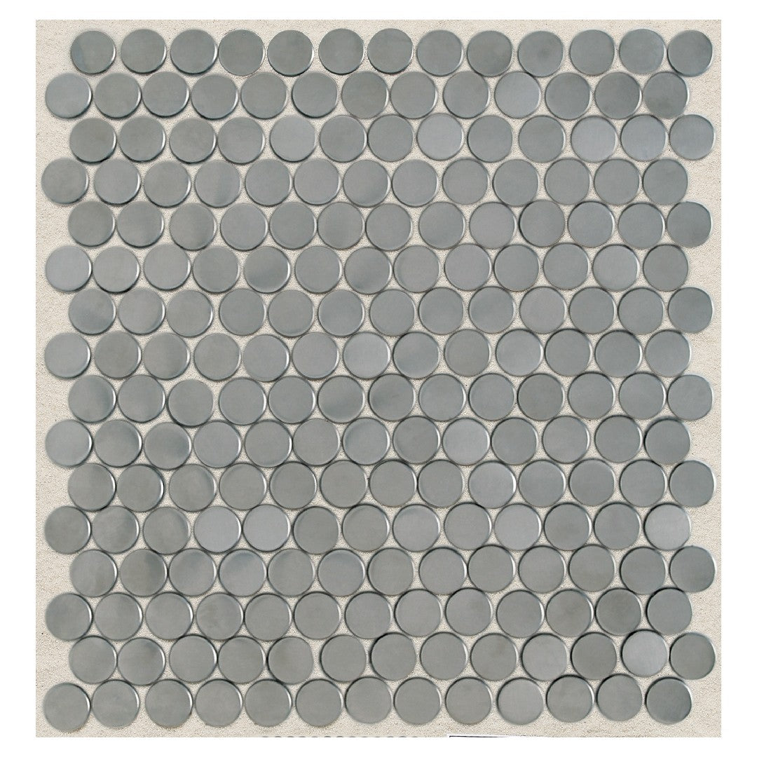 Daltile Metallica 12" x 12" Satin Metal 1" Penny Rounds Mosaic