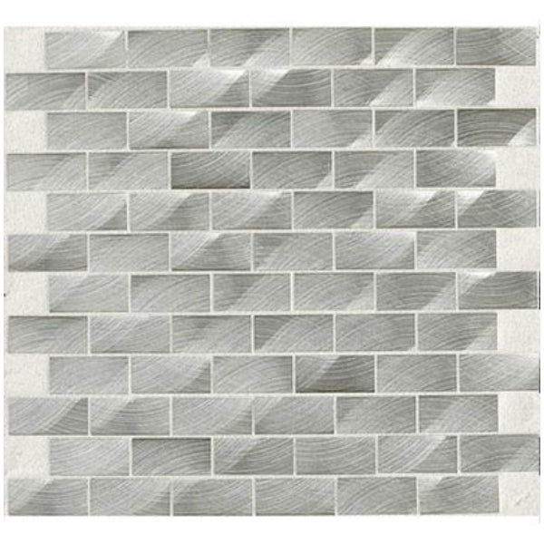 Daltile Structure 12" x 12" Satin Metal 1x2" 3D Brick Joint Mosaic