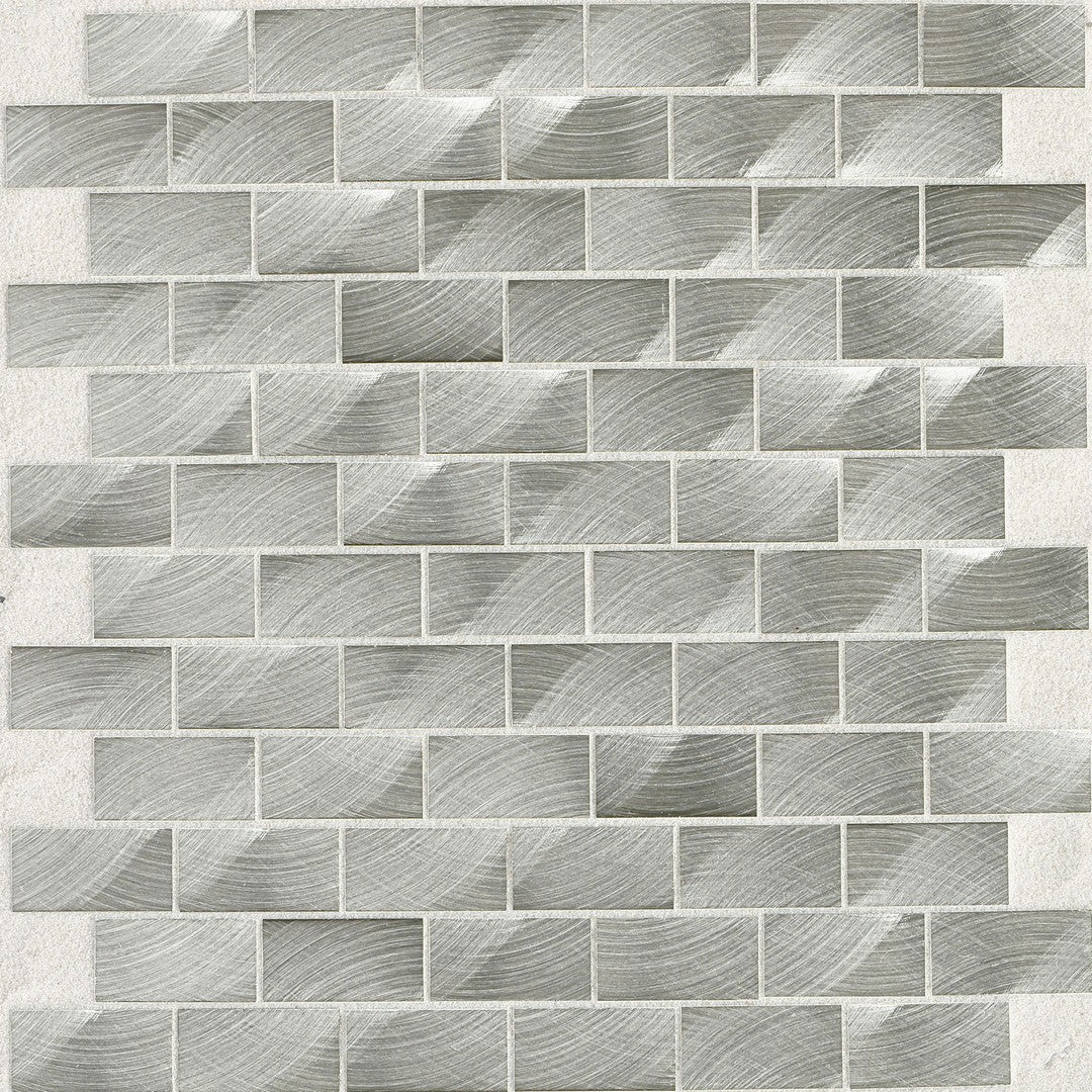 Daltile Structure 12" x 12" Satin Metal 1x2" Brick Joint Mosaic