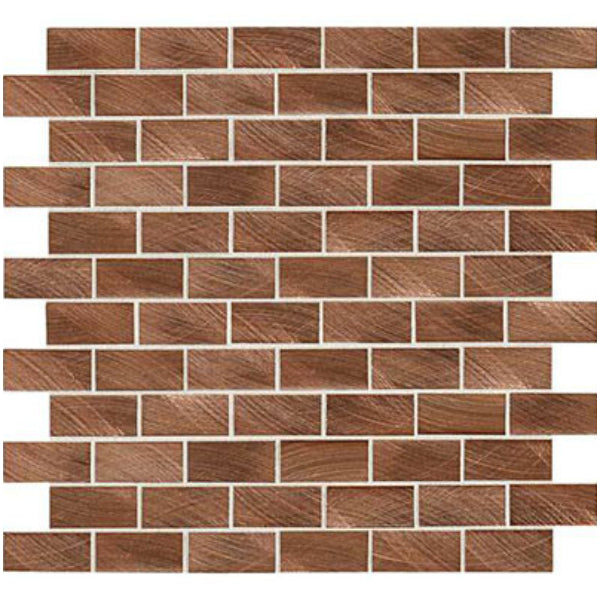 Daltile Structure 12" x 12" Satin Metal 1x2" 3D Brick Joint Mosaic