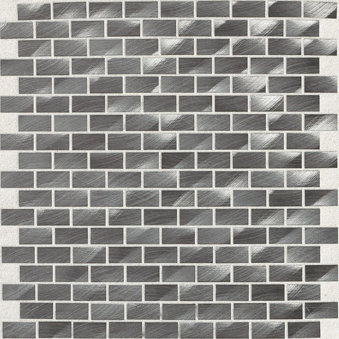 Daltile Structure 12" x 12" Satin Metal 0.5x1" Brick Joint Mosaic