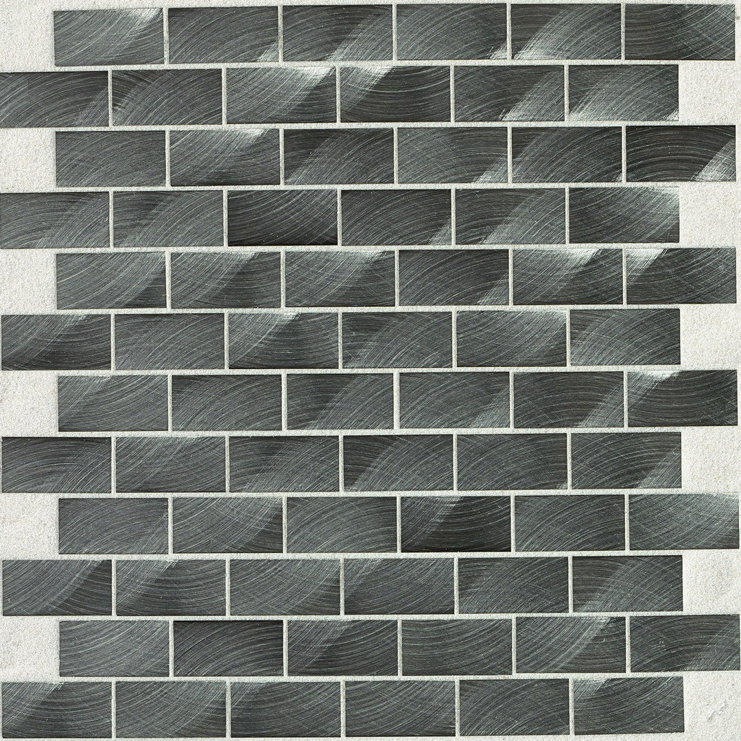 Daltile Structure 12" x 12" Satin Metal 1x2" Brick Joint Mosaic