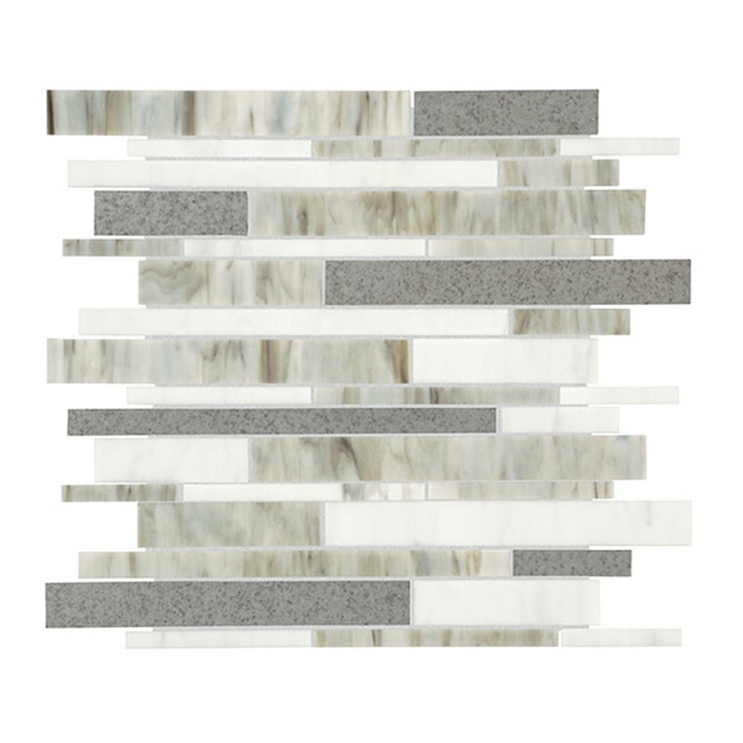 American Olean Stone Theory 13.94" x 12.25" Stack Glass & Antiqued Mirror Mosaic Gloss