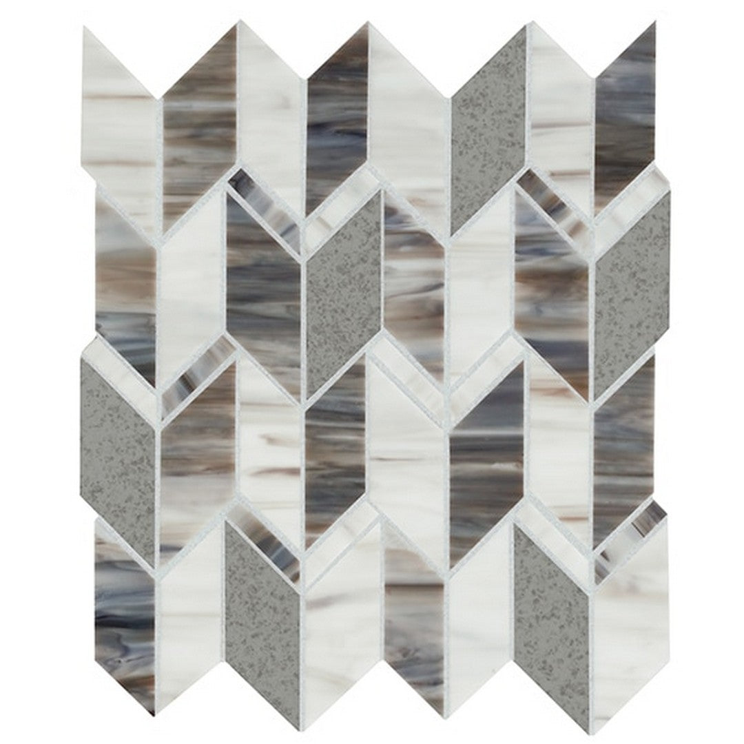 American Olean Stone Theory 13.94" x 12.5" Arrow Glass & Antiqued Mirror Mosaic Gloss