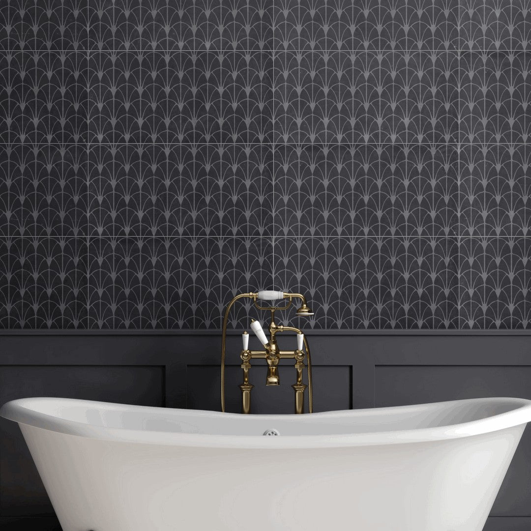 Bedrosians Wave 12" x 24" Honed Fan Deco Porcelain Tile