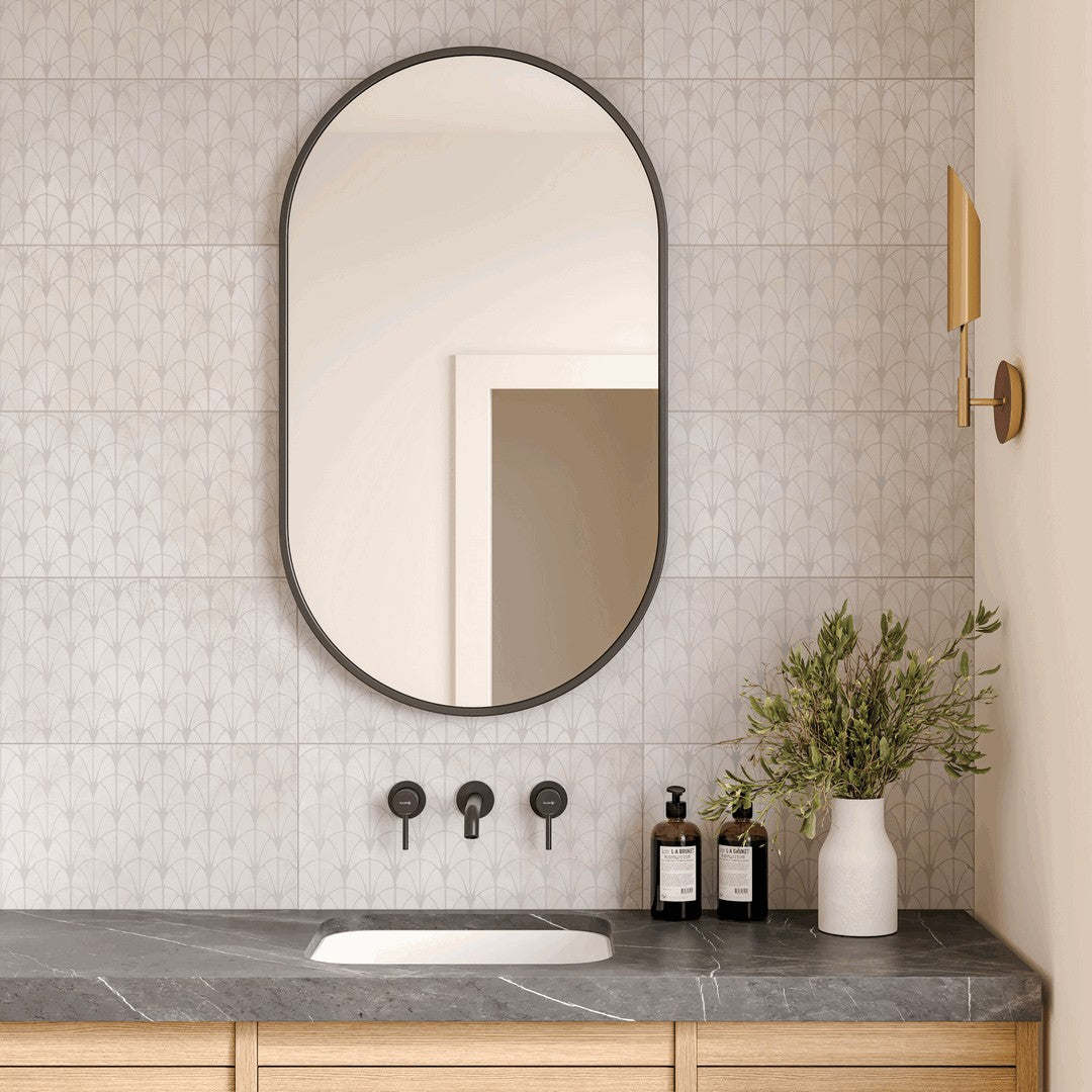 Bedrosians Wave 12" x 24" Honed Fan Deco Porcelain Tile