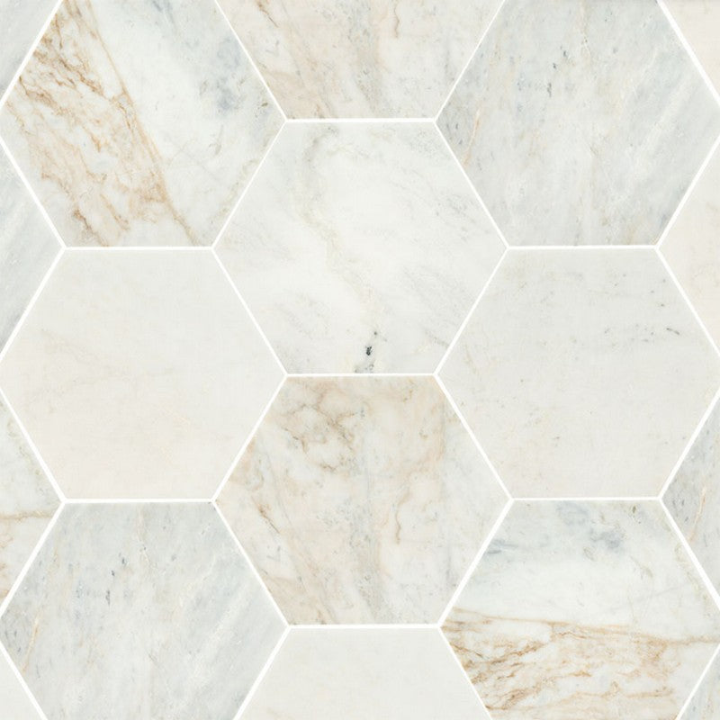 MS International Arabescato Venato 8" x 9" Marble 8" Hexagon Tile